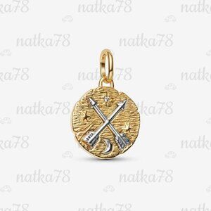 Pandora Crossing Arrows Medallion Charm|Pendant|Two-tone